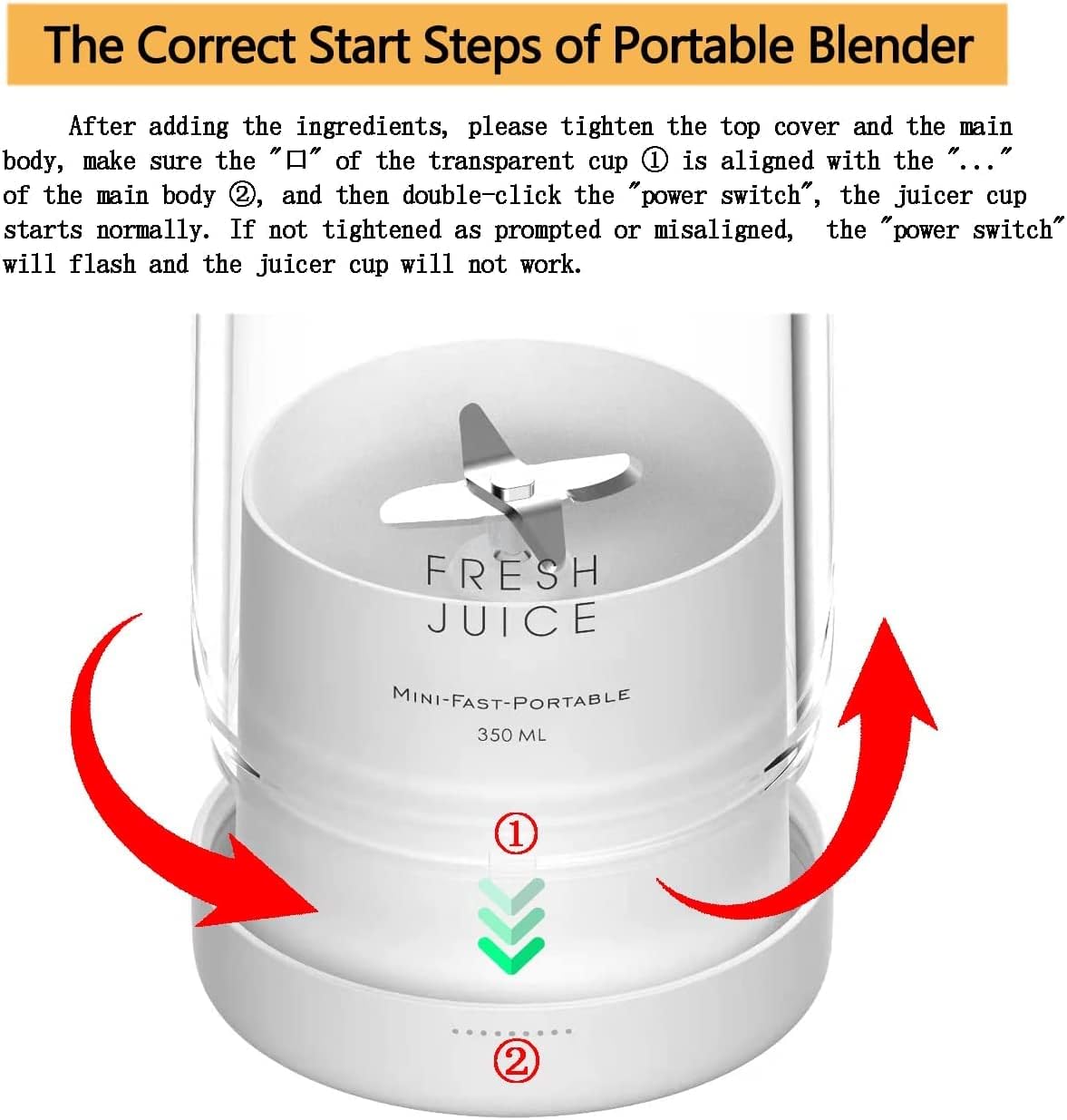 Personal Size Blender, Portable Battery Powered USB Blender, Hand Blender, Cup Blender