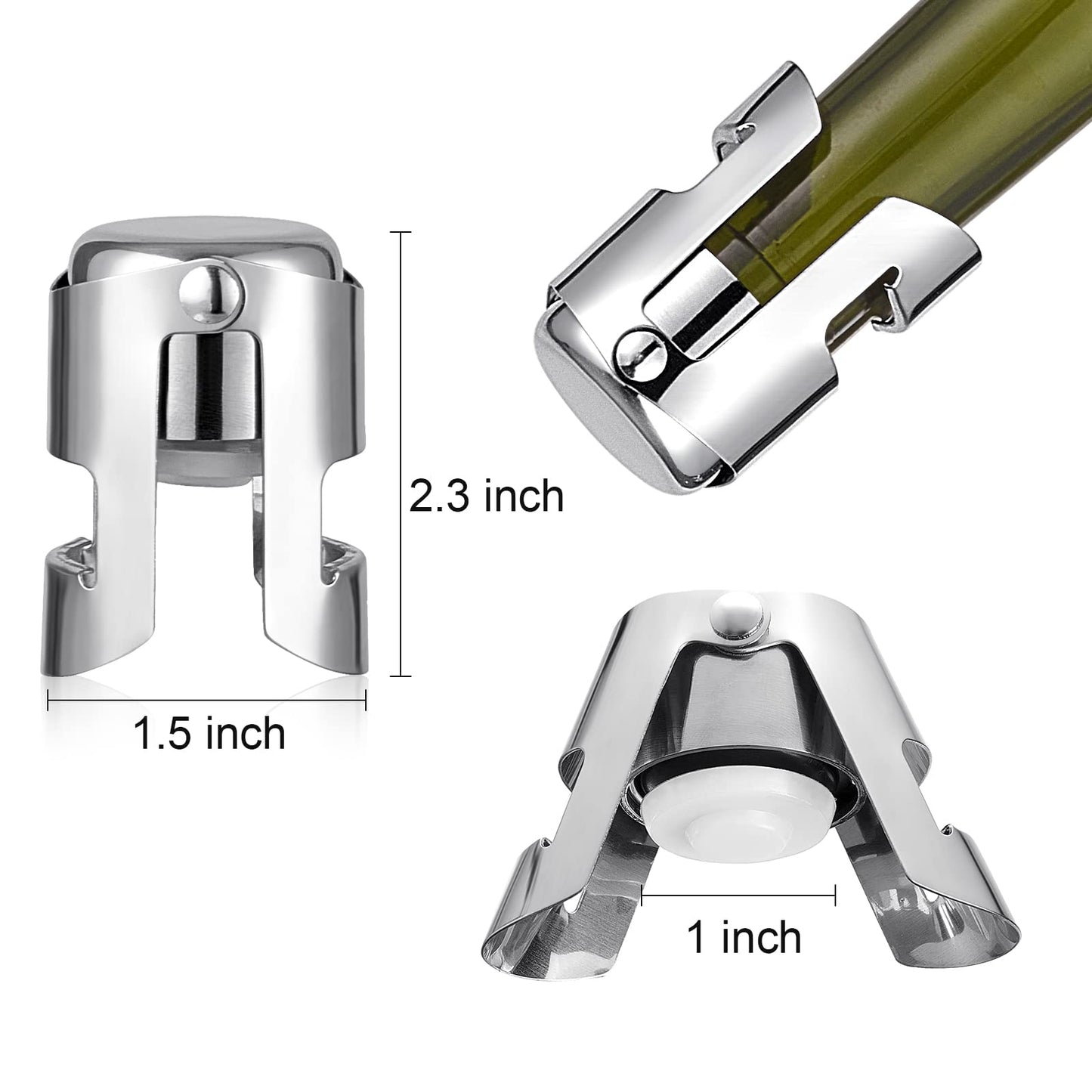 Tessco for you 12 Pcs Stainless Steel Champagne Stopper Bulk Reusable Bottle Sealer Wine Corker Champagne Cork Stopper Saver Plug for Prosecco Sparkling (Silver)