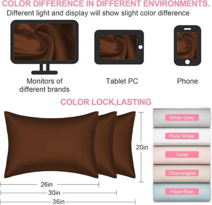 Mulberry Silk Pillowcases by Skiennix - Queen Size 2-Pack with Hidden Zipper | Soft, Breathable, Cooling for Hair & Skin - Brown