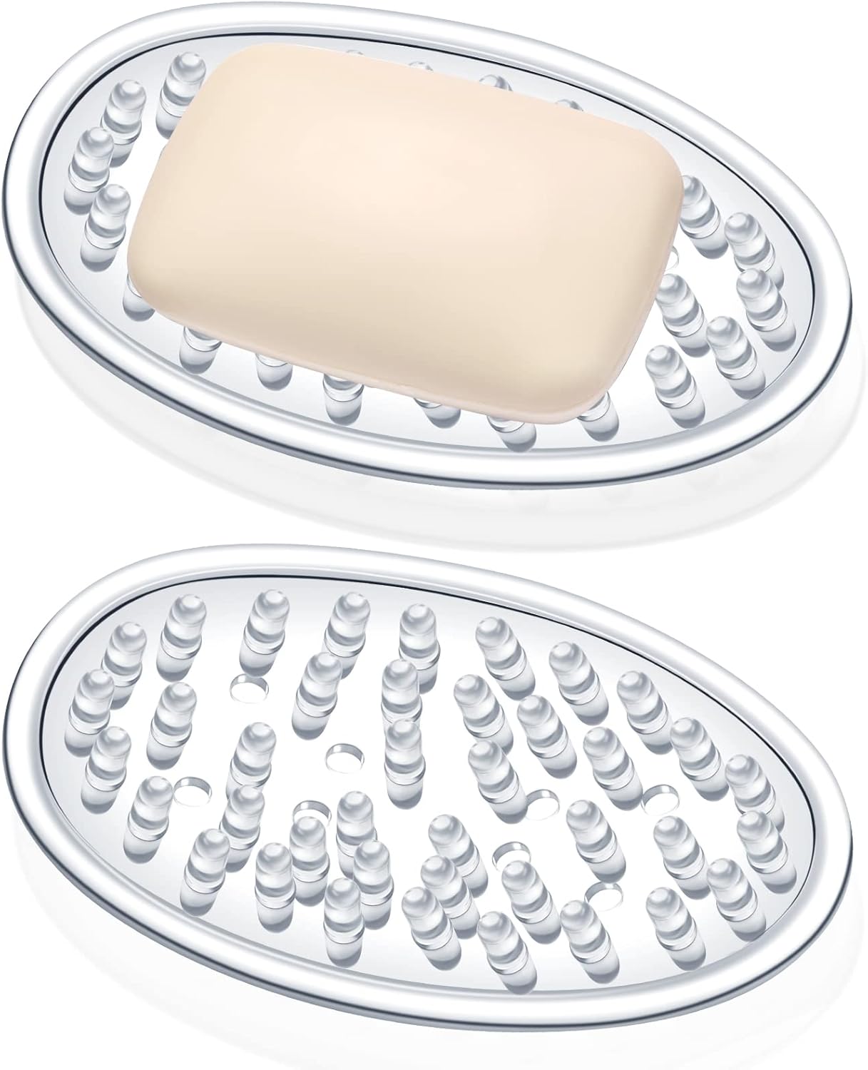 2 Counter, 4.5 3 0.7 Inches Pcs Plastic Soap Holder Soap Dish Bar Saver Tray with Holes Sponge Holder for Kitchen