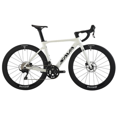 SAVADECK A7L Carbon Road Bike, T800 Carbon Fiber Frame 700C Racing Bicycle with Shimano 105 R7100 24 Speed Groupset and Hydraulic Disc Brake, Ultra-Light Carbon Bike for Man and Women(White,56cm)