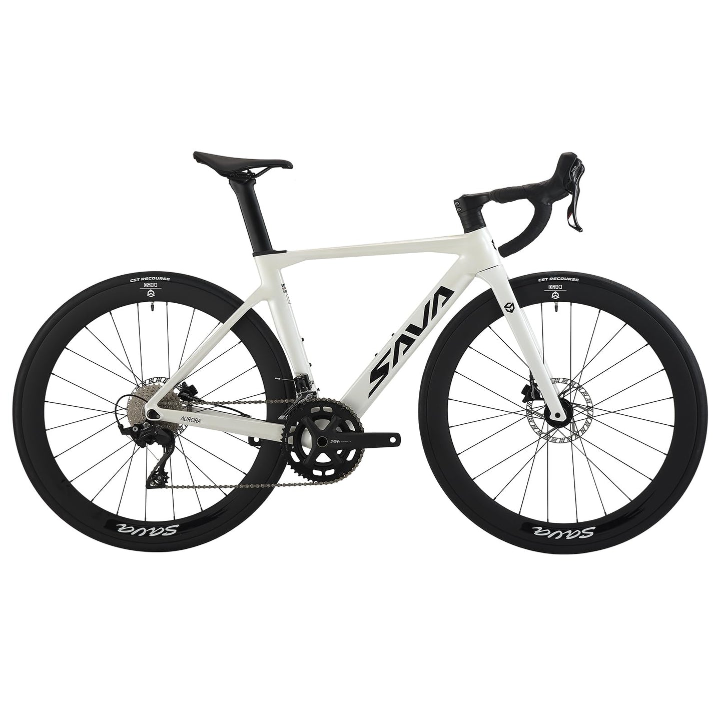 SAVADECK A7L Carbon Road Bike, T800 Carbon Fiber Frame 700C Racing Bicycle with Shimano 105 R7100 24 Speed Groupset and Hydraulic Disc Brake, Ultra-Light Carbon Bike for Man and Women(White,54CM)