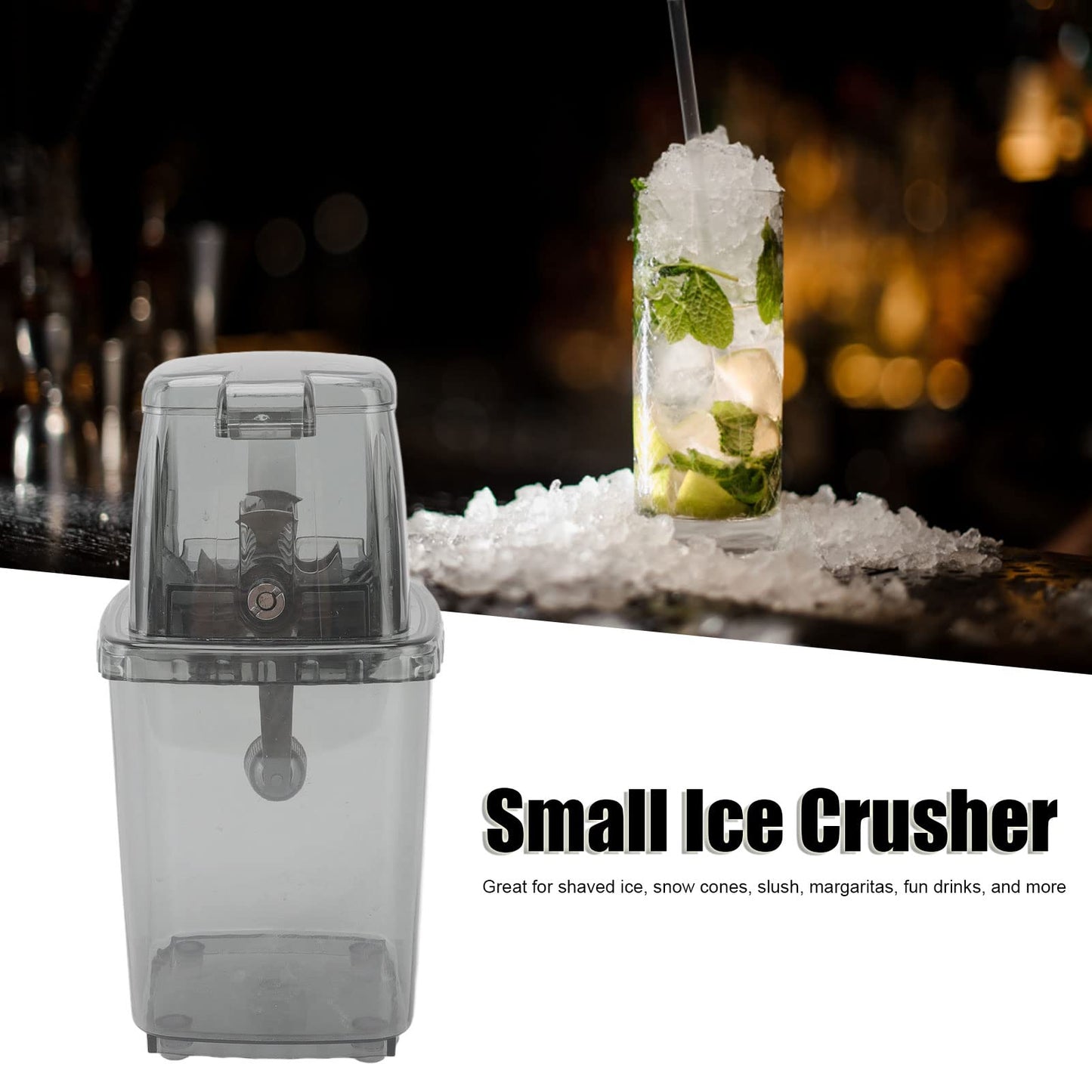 YOUTHINK Ice Crusher, Manual Ice Crusher Small Portable Crusher Hand Operated Snow C1 Machine Grey for Home Kitchen Summer Cooling