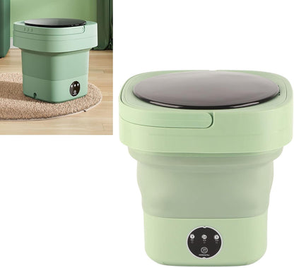 Foldable Portable Washing Machine, Mini Washer 6.5L Large Capacity, Soft Spin Drying, Green, for Home, Camping,