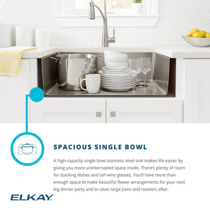 Elkay Crosstown 16 Gauge Stainless Steel 32-1/2" x 18" x 10" Single Bowl Undermount Sink Kit with Faucet