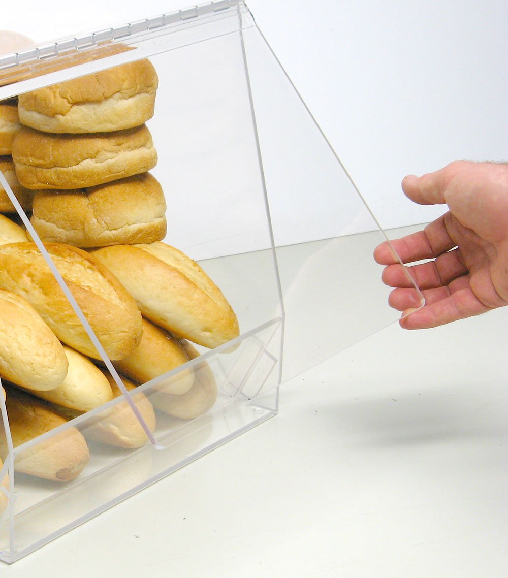 RCS Plastics Bulk Bread Storage Display Case 3 Containers for Deli or Convenience Stores, Bakery Sandwich Pastry Donut or bagel with removable crumb cleanout