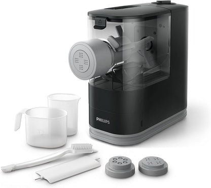 Philips Kitchen Appliances Compact Pasta and Noodle Maker, Viva Collection, Comes with 3 Default Classic Pasta Shaping Discs, Fully Automatic, Recipe Book, Small, Black (HR2371/05)