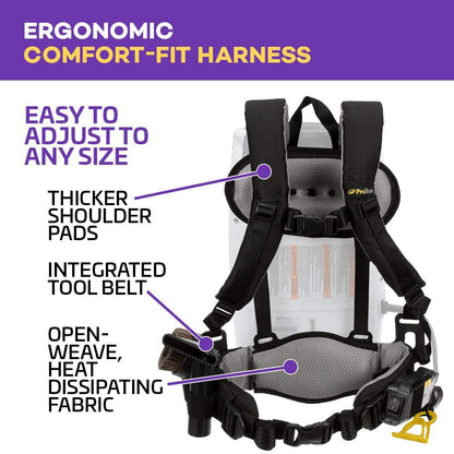ProTeam Backpack Vacuums, ProVac FS 6 Commercial Backpack Vacuum with HEPA Media Filtration and Restaurant Tool Kit, 6 Quart, Corded