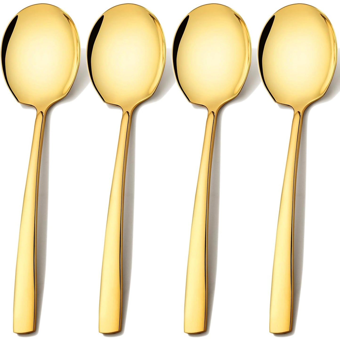 Extra Large Serving Spoons Set 11.7-Inch Gold Serving Utensils 18/8 Stainless Steel Big Metal Spoons for Buffet, Parties, Catering, Banquet - Dishwasher Safe (4-Pack, Gold)