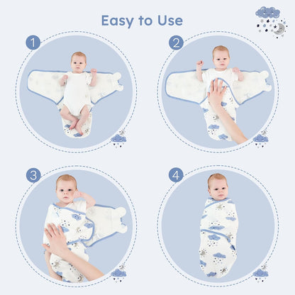 Yoofoss Baby Swaddles - 100% Cotton Adjustable Swaddle Sack for Newborns | 3-Pack, Soft & Breathable (3-6 Months)