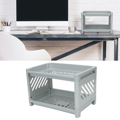 Bathroom Organizer Countertop, 2 Tier PP Hollow Storage Rack Shelf for Kitchen, Spice Rack, Cosmetic Organizer