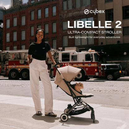 Cybex Libelle 2 Travel pockit Baby Stroller - Lightweight Carry-On Travel Stroller for Airplane with One-Hand Recline, Compatible with CYBEX Car Seats, Fog Grey