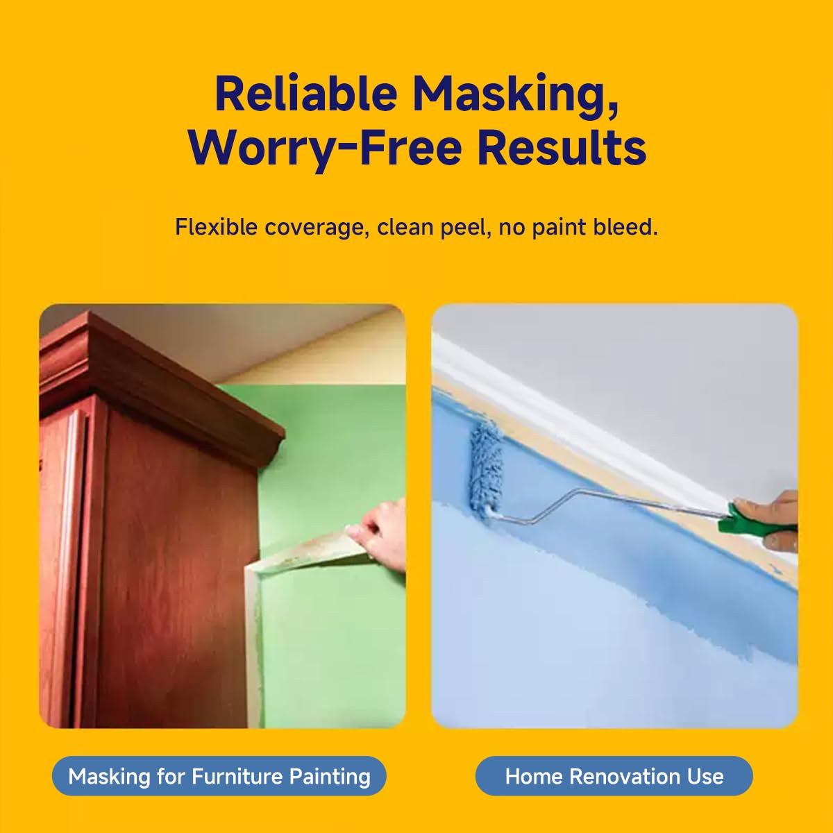 G GINNVA Masking Tape, White, 1 Inch x 55 Yards, 2 Rolls, Medium-Adhesion, No Residue, Clean Removal, for Painting, Multi-Surface DIY, Arts Crafts, Car Spray