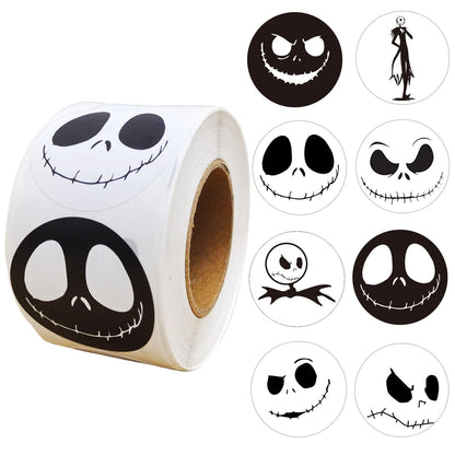 Oringaga 500 Halloween Skeleton Party Decorations Recycle Roll Stickers Party Supplies Favors Halloween Haunted House Cosplay Theme Party Decoration Cupcake DIY Sticker Labels