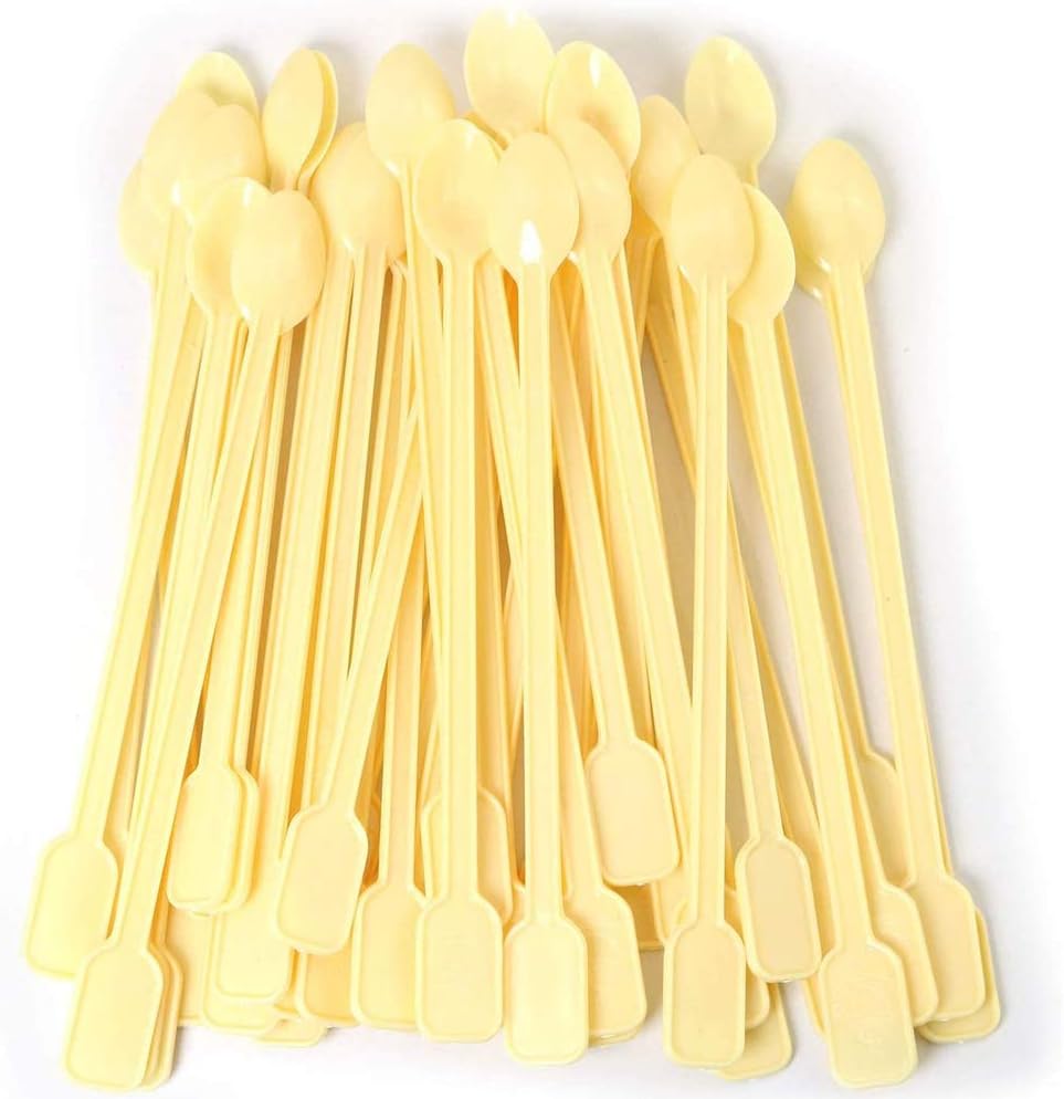 500 PCS Disposable Tiny Coffee Spoon, Beige Plastic Stir Cocktail Sticks, Mini Tea Stirrer