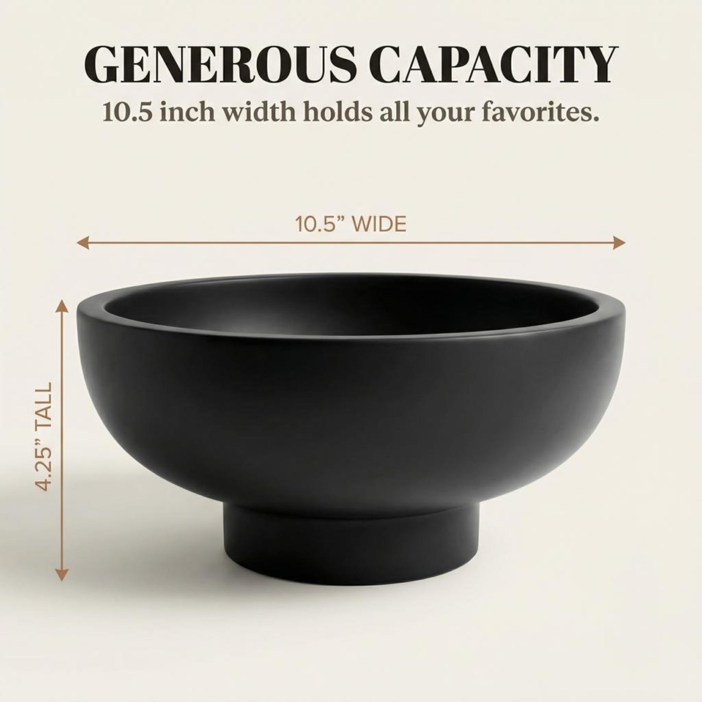 OAKOA Concrete Black Decorative Bowl for Home Decor - Black Fruit Bowl - Modern Pedestal Coffee Table Bowl for Entryway Table