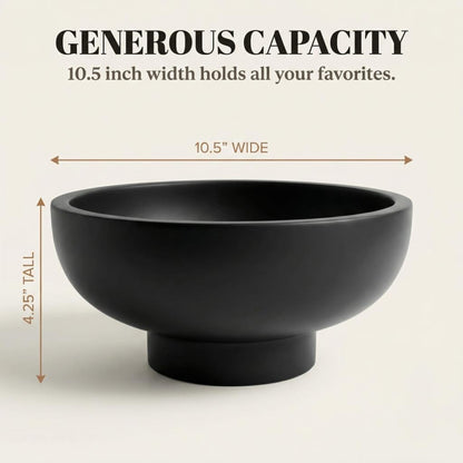 OAKOA Concrete Black Decorative Bowl for Home Decor - Black Fruit Bowl - Modern Pedestal Coffee Table Bowl for Entryway Table