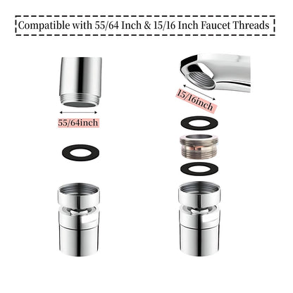 360° Swivel Kitchen & Bathroom Faucet Aerator, Solid Brass Aerator For Sink Faucet, Sink Sprayer Attachment,Fits 15/16'' Male & 55/64'' Female Thread(2 Sets)