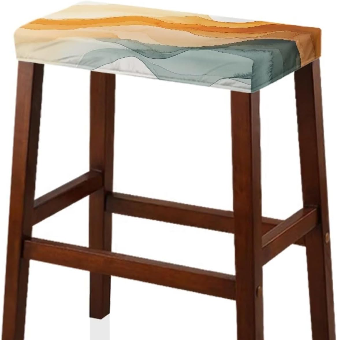 2 Pack Bar Stool Seat Covers - Pastel Amber Colors, Rectangle Stretchy Vanity Chair Slipcover, Washable Soft Stool