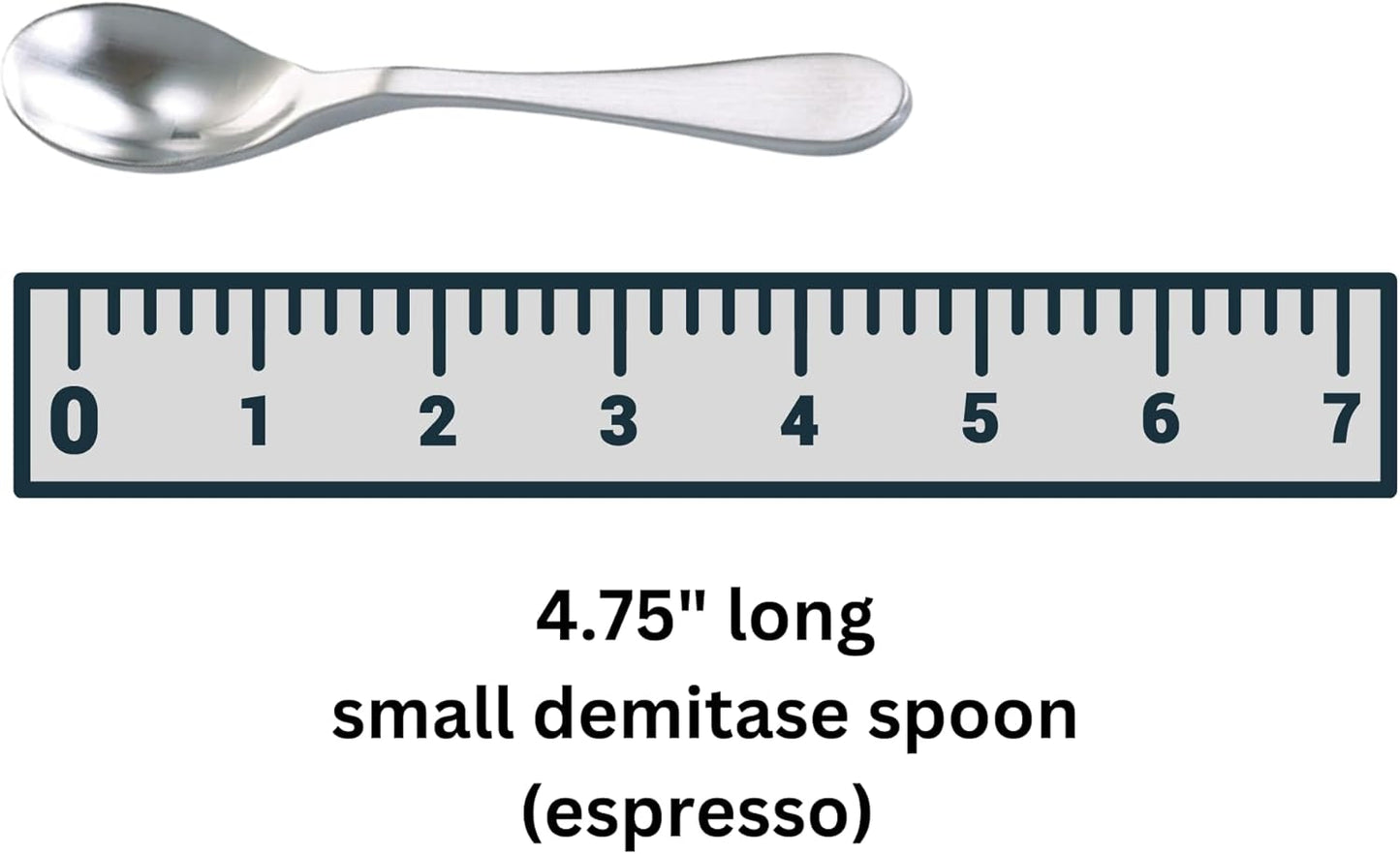 Knork Stainless Steel Demitasse Spoon Set of 6, Shiny Gloss Silver, Tiny Specialty Spoons
