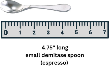 Knork Stainless Steel Demitasse Spoon Set of 6, Shiny Gloss Silver, Tiny Specialty Spoons