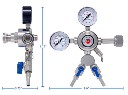 Kegco KC LH-542-2 Dual Product Premium Pro Series Dual Gauge Co2 Beer Regulator, Chrome
