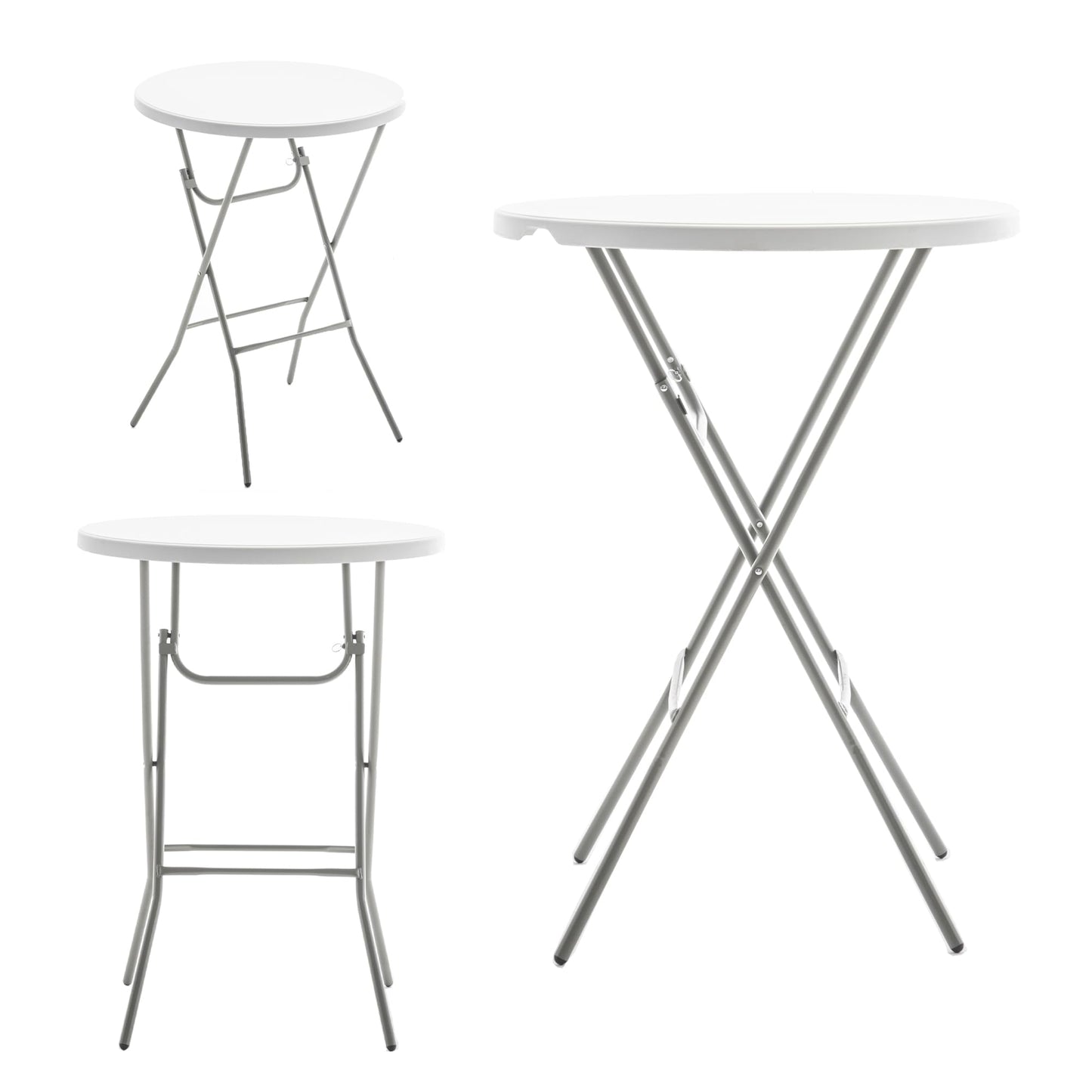 BTEXPERT White 32" Round 43" Bar Height Granite Folding Commercial Portable Banquet Card Plastic Coffee Dining Table for Wedding Party Coffee Event Home Kitchen Indoor Outdoor Set of 10
