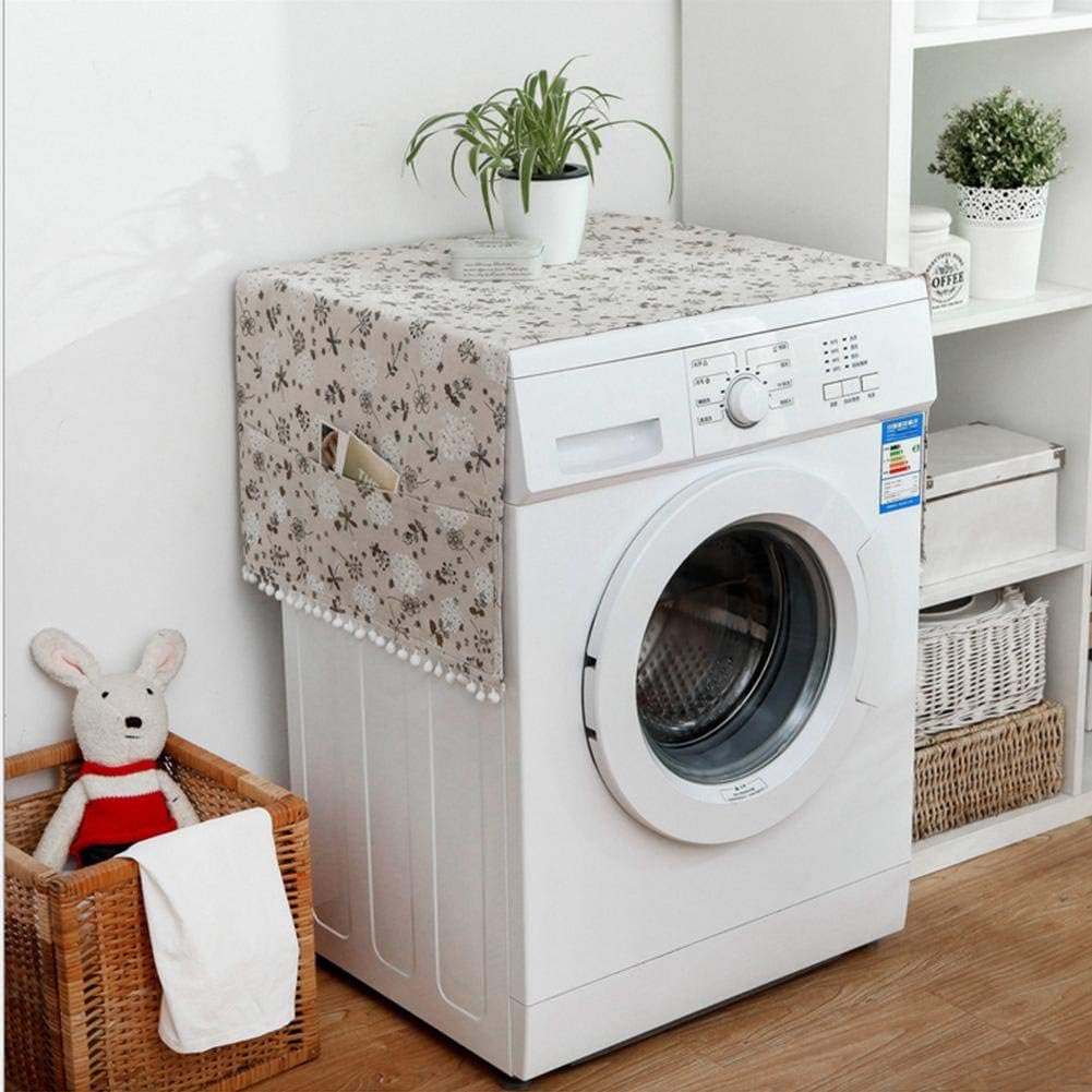 Fridge Washing Machine Dust Proof Cover Protector, Multi-purpose Cotton Linen Universal Top Cover with Storage Bag