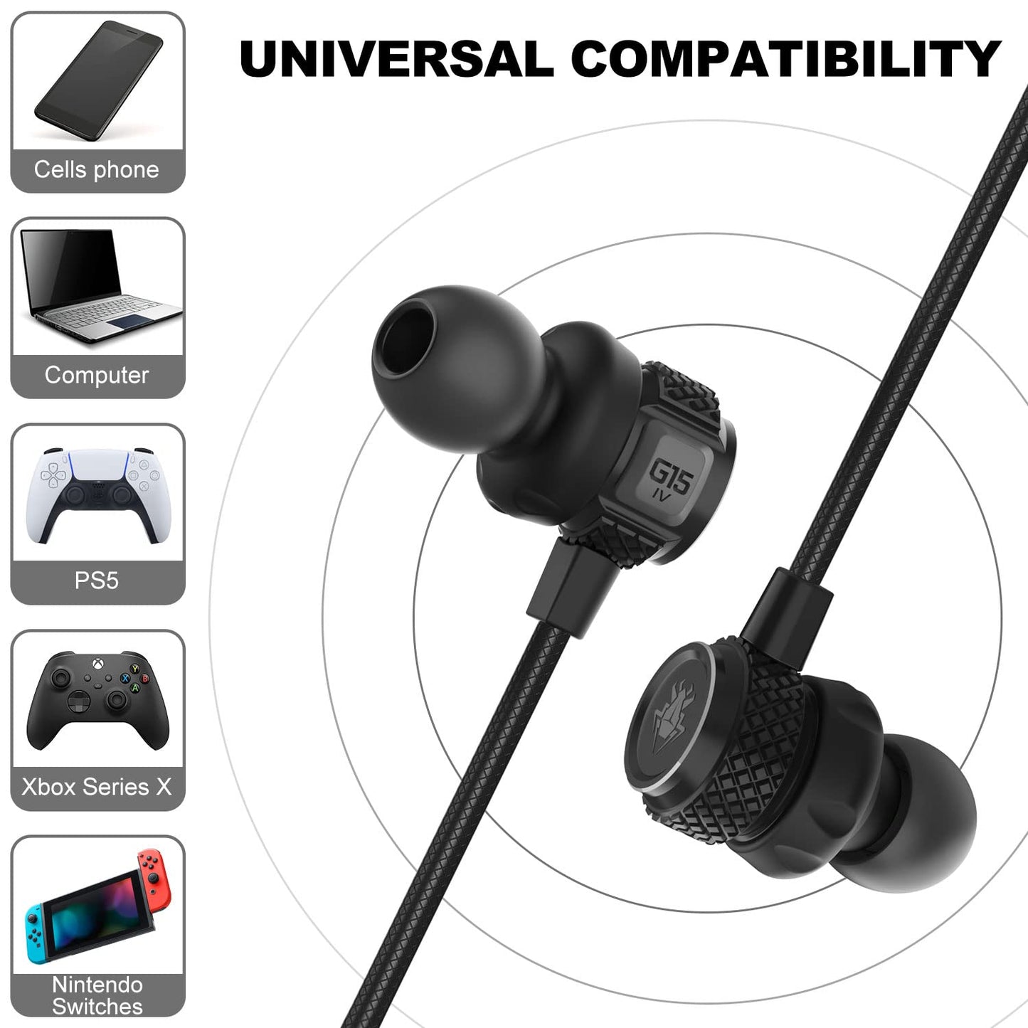 Innens Wired Earbuds in Ear Headphone with Mic and Volume Control for Gaming, 3.5MM Noise Cancelling Stereo Bass Gaming Earbuds for iPhone, Smartphone,Switch, PS4, Xbox One, iPad, PC