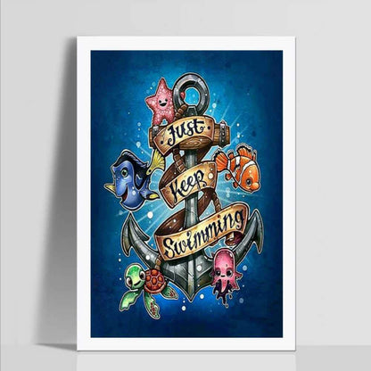Better Selection 5D Diamond Art by Number Kit, Full Drill Just Keep Swimming Starfish Octopus Fish Flowers Rhinestone Embroidery Cross Stitch Supply Arts Craft Canvas Wall Decor