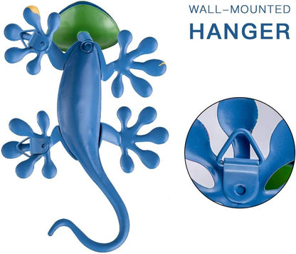 YEAHOME 4 Pack Metal Geckos Wall Art, Inspirational Mexican Outdoor Decor for Farmhouse, Porch, Patio