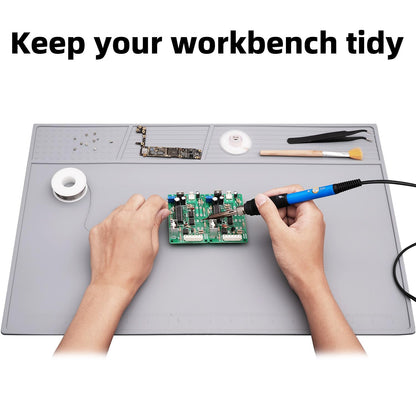 VOTCT Soldering Mat Large Grey Silicone Electronics Repair Work Mat Heat Resistant 932℉ Solder Mat for Soldering Station Laptop Watch Cellphone Computer,Size 20 * 13.5 in