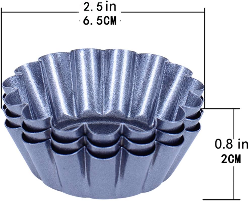 Cozynest 12PCS Mini Egg Tart Molds, Steel Baking Cups for Muffin Cake, 2.5 Inch Gray Pie Pans