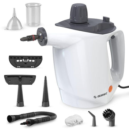 Gearwiz Handheld Steam Cleaner – Multipurpose High-Pressure Steamer with 9-Piece Accessory Set – Powerful Cleaning for Home, Kitchen, Car, and Upholstery – Chemical-Free Surface Cleaner