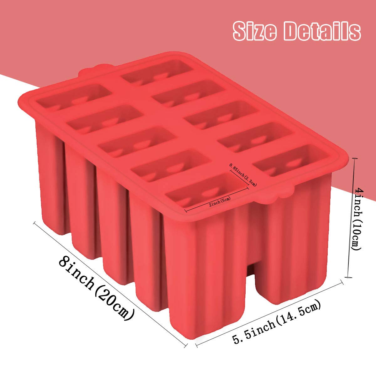 Silicone Popsicle Molds,10 Cavity Homemade ICE Popsicle Molds Food Grade BPA-Free with Popsicle Maker Sticks Popsicles Bags A Funnel,Popsicle Maker Popcycle Mold (Red-10 Cavity)