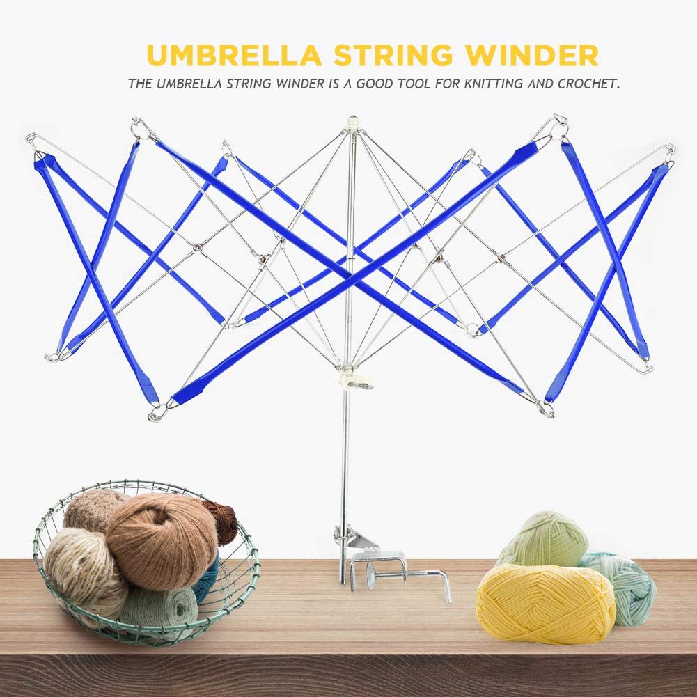 HEEPDD Yarn Ball Winder, Hand Operated Wool String Ball Winding Holder Machine, Metal Umbrella Swift for Knitting Crocheting Craft Lovers, DIY Yarn Crafters and Handmade Artisans