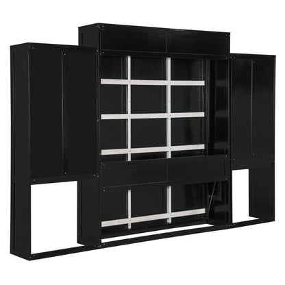 Ball & Cast Murphy Bed Queen Bed Frame with Headboard,Hideaway Bedframe w/Vanity and Cabinets,Wood Wall Cabinet,Slat Support,can be Folded,No Box Spring Needed,for Small Room,Espresso