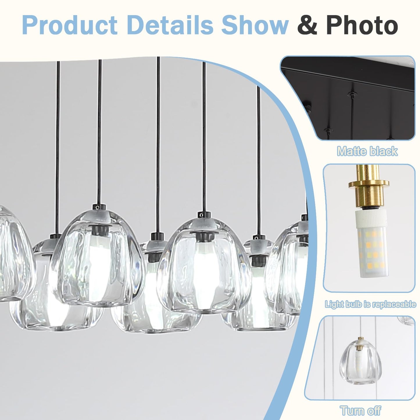 ABTTOI 16-Lights High Ceiling Chandelier H130 Modern Chandeliers LED High Ceiling Pendant Light Bubble Crystal Chandelier for Foyer Hallway Stairwell Black Adjustable Long Lights Fixture