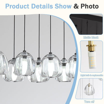 ABTTOI 16-Lights High Ceiling Chandelier H130 Modern Chandeliers LED High Ceiling Pendant Light Bubble Crystal Chandelier for Foyer Hallway Stairwell Black Adjustable Long Lights Fixture
