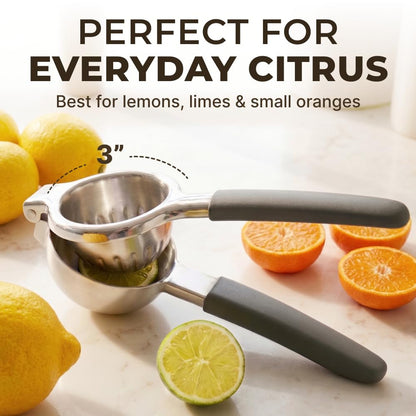 Large Lemon Squeezer Stainless Steel Press - Non-Slip Grip, Heavy Duty, Manual Design - Effortless Pro-Grade Lemon, Lime, Orange, and Citrus Fruit Hand Held Lemon Juicer Squeezer - No Seeds, Max Juice