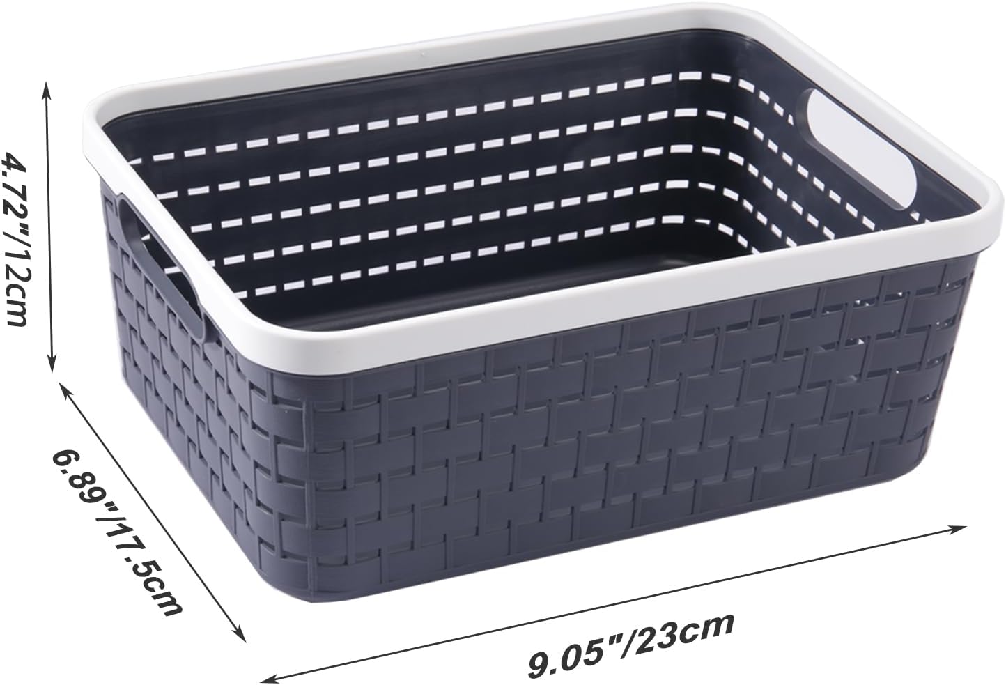 Plastic Storage Bin Baskets, Small Grey Toilet Paper Basket for Bathroom, Organizer Shower Caddy with Handles (2 Pack)