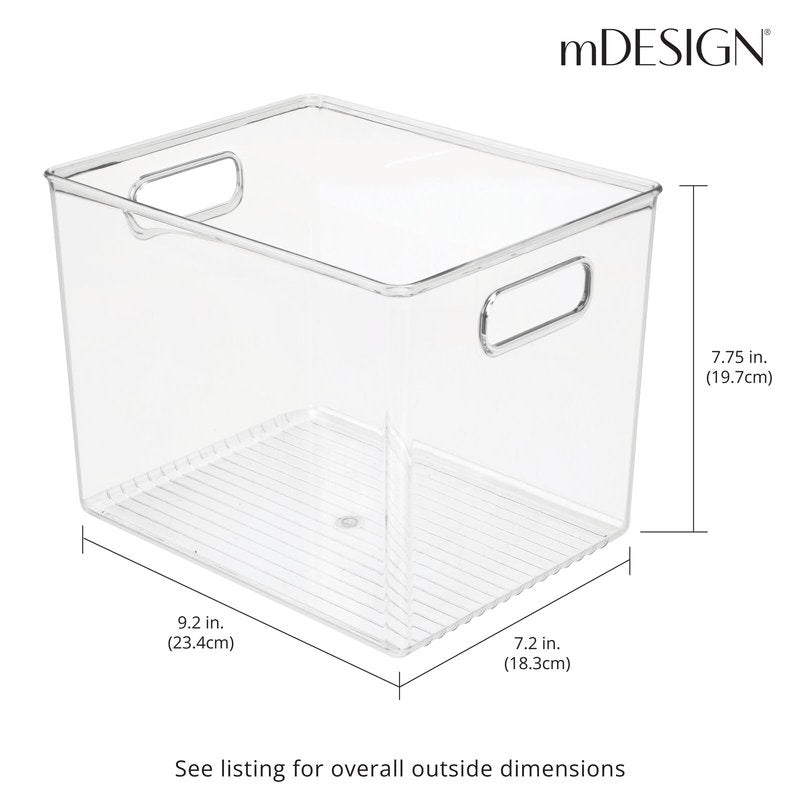 mDesign Plastic Storage Closet Organizer Bin, Container Bin for Entryway, Hallway, Linen, and Coat Closet - Organization for Clothing, Blankets, Toys, and Accessories, Ligne Collection, 4 Pack, Clear
