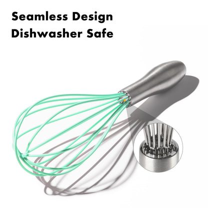 OYV 10-Inch Teal Silicone Whisk, Heat Resistant 480°F Kitchen Whisk with Stainless Steel Ergonomic Handle, Non-Scratch for Nonstick Cookware, Dishwasher Safe, Perfect for Blending, Cooking & Beating
