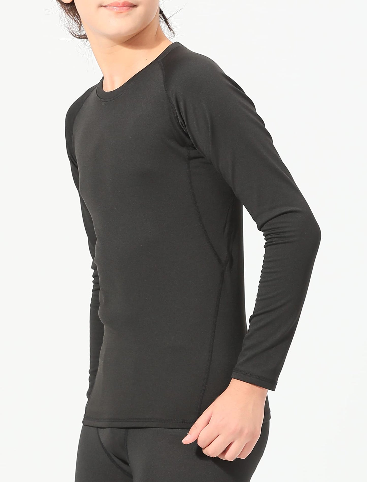 Rolimaka 3 Pack Boys' Girls' Compression Shirts Youth Long Sleeve Undershirt Sports Moisture Wicking Baselayer 2Black 1White L