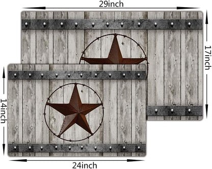 JAWO Rustic Barn Star Bathroom Rug, Non Slip Bath Mat with Retro Western Texas Star Design