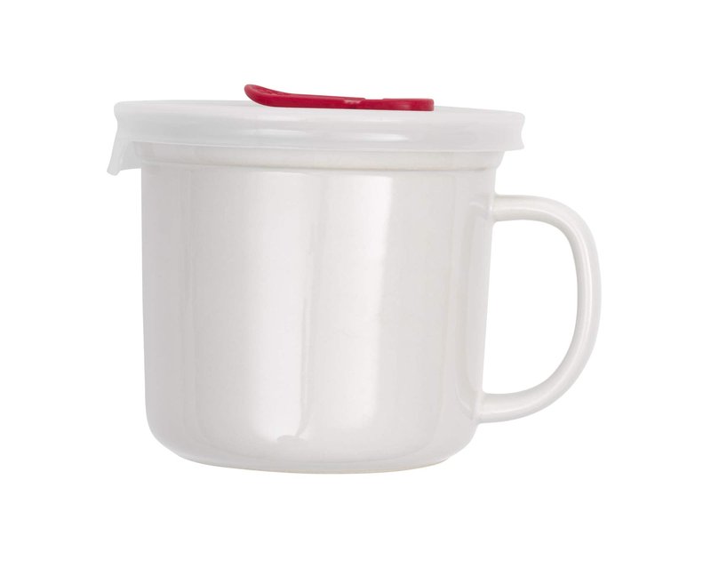 GoodCook 20 oz. Microwave-Safe Ceramic Mug with Vented Lid, White