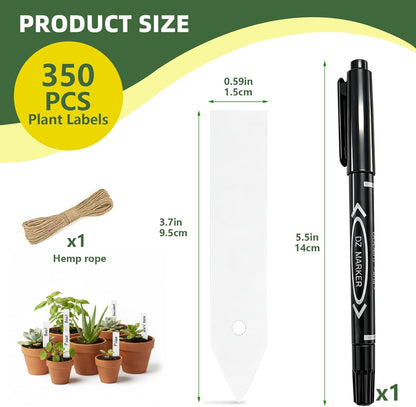 EMBRASUN 350 (350PCS) Plant Labels PCS, Slim White Garden Plant Tags with Holes, PP Plastic Waterproof Labels