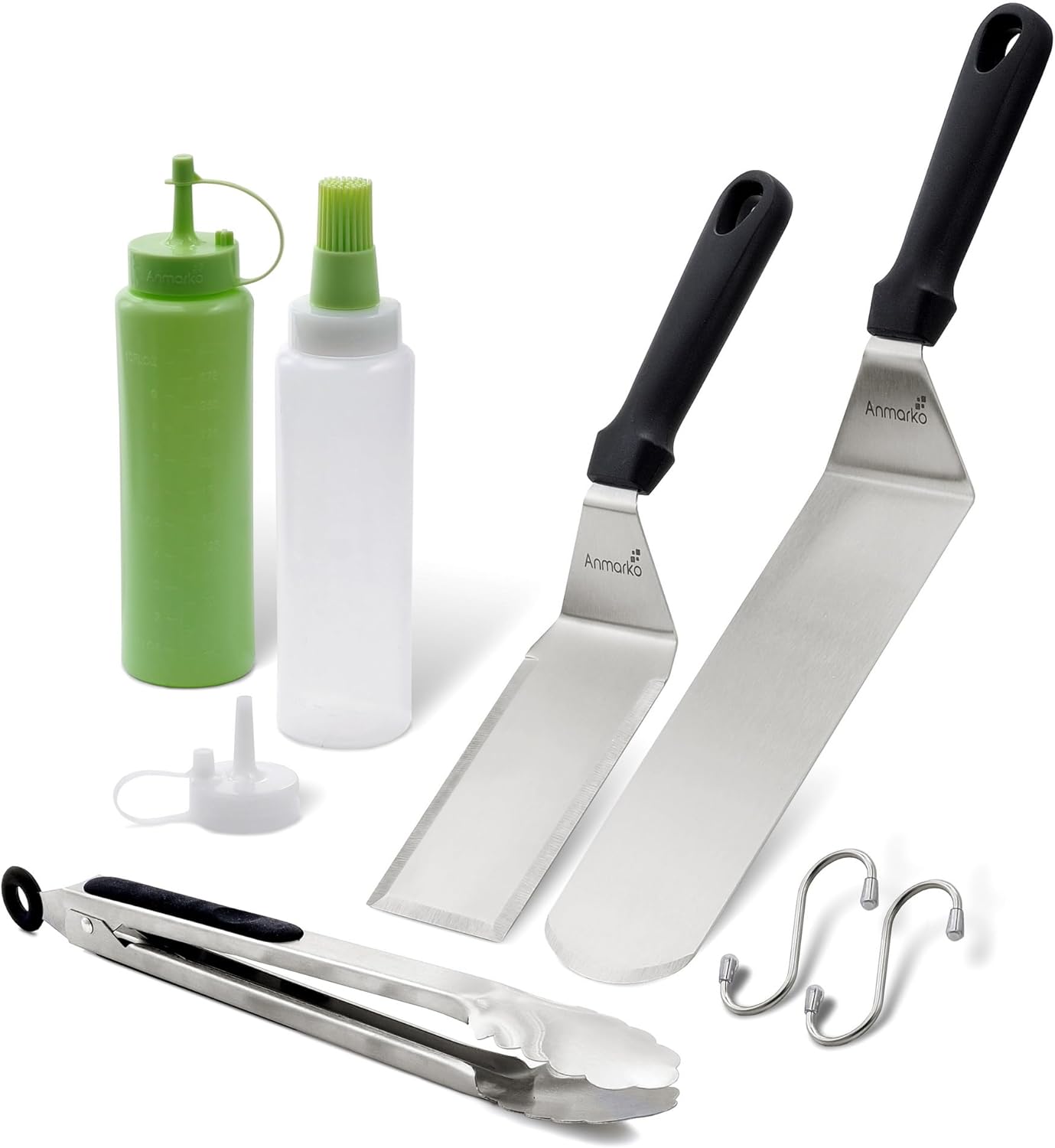 Metal Spatula Set of 4 - Griddle Accessories Kit for BBQ Grill, Flat Spatula, Pancake Flipper, Hamburger Turner -