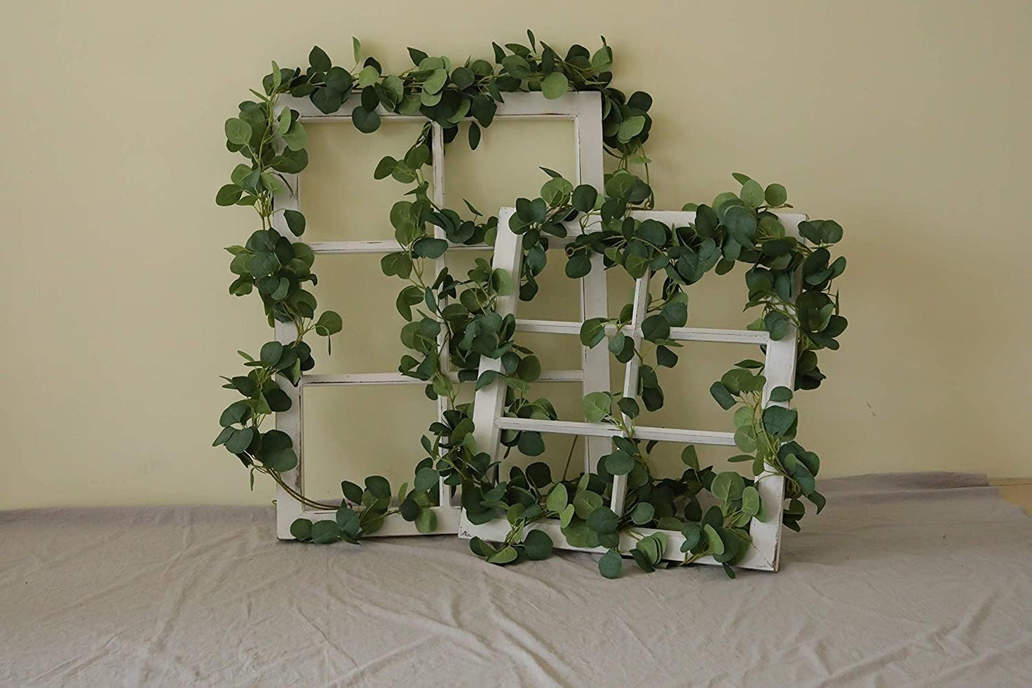 PARTY JOY 6Pcs Faux Silk Eucalyptus Garland, Artificial Vines for Wedding Backdrop Arch Wall Decor