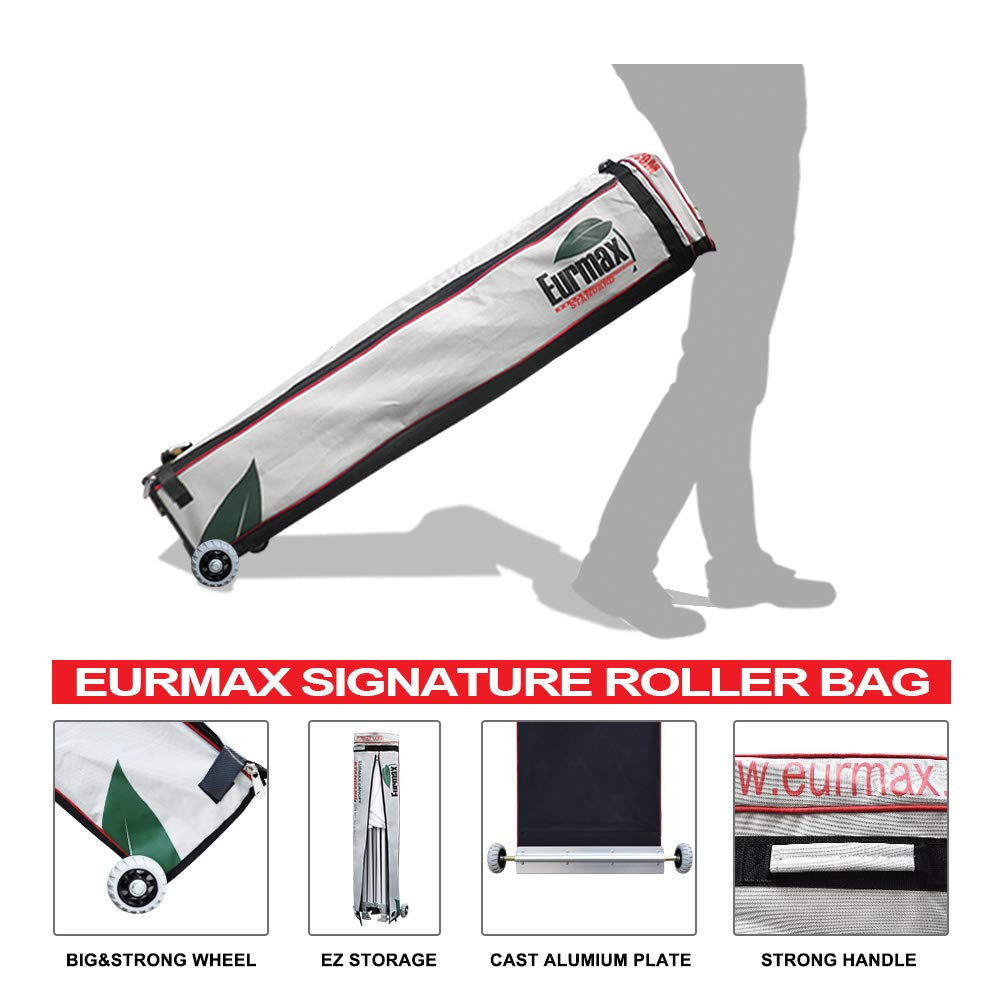 Eurmax USA 10x20ft Pop Up Canopy, Commercial Instant Tent for Outdoor Events, Patented No-Tip Rolling Storage Bag with 6 Sandbags,UV & Water Resistant,Heavy Duty Portable Shelter Gazebo,White
